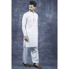 White Pakistani Mens Kurta Pajama Suit