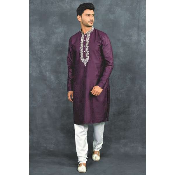 Purple Indian Kurta Festive Menswear Suit
