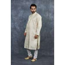 Cream Fancy Kurta Pajama Indian Mens Clothing