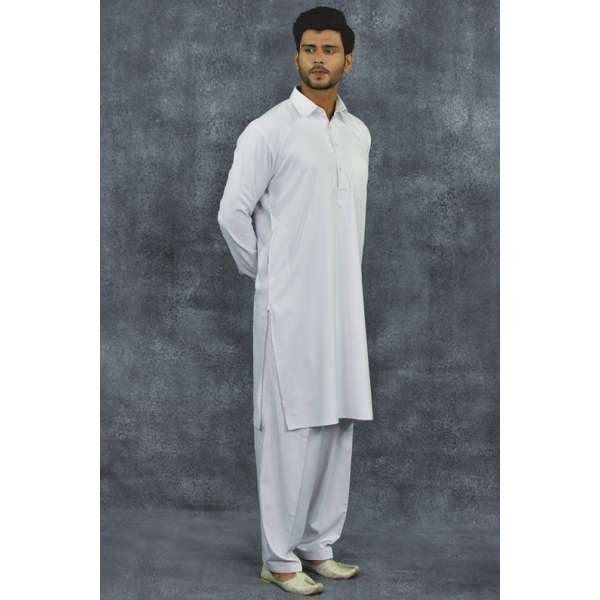 White Pakistani Mens Traditional Shalwar Kameez Suit