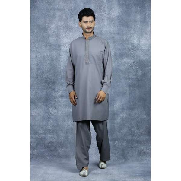Grey Stylish Kurta Shalwar Set for Men