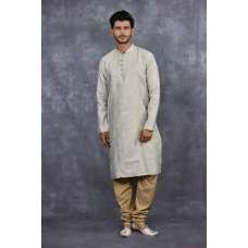 Grey Gold Traditional Kurta Pajama Indian Mens Formal Suit