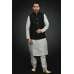  Grey Kurta Pajama Black Waistcoat Eid Suit