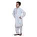 Off White Embroidered Band Collar Kurta Set for Boys