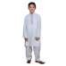 Off White Embroidered Band Collar Kurta Set for Boys