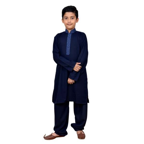 NAVY BLUE READY MADE BOYS WEAR SHALWAR KAMEEZ 