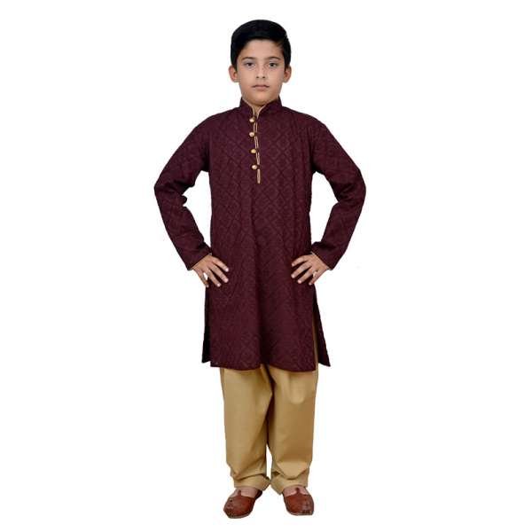 MAROON EMBROIDERED CHIKANKARI KURTA SHALWAR 