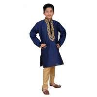 NAVY BLUE GOLD KURTA SET AND PYJAMA READY MADE BOYS SUIT