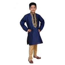 NAVY BLUE GOLD KURTA SET AND PYJAMA READY MADE BOYS SUIT
