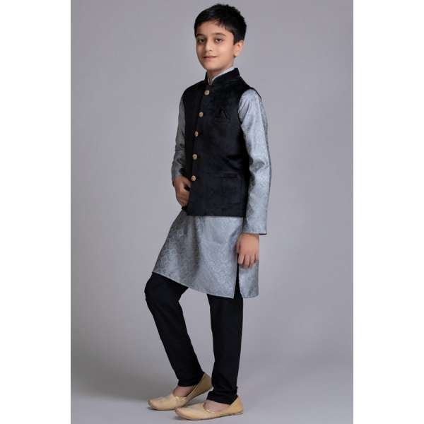 GREY AND BLUE CHILDREN WAISTCOAT SUIT