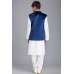 WHITE KURTA SHALWAR & BLUE WAISTCOAT PAKISTANI BOYS WEAR SUIT