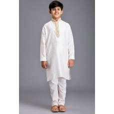 Off White & Gold Embroidered Boys Kurta Pajama Set Off White & Gold Embroidered Boys Kurta Pajama Set