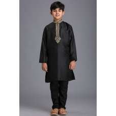 BLACK PAKISTANI DESIGNER BOYS KURTA SHALWAR 