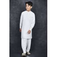 Plain White Boys Readymade Kurta Shalwar Suit