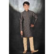 GREY PRINTED FESTIVE WEAR PAKISTANI KIDS KURTA & PYJAMA