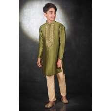 Mehndi & Cream Kurta Pajama Boys Ethnic Suit Mehndi & Cream Kurta Pajama Boys Ethnic Suit