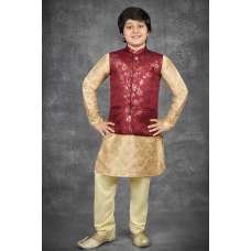 Maroon Ethnic Indian Kids Wear Waistcoat