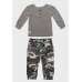 Charcoal Grey Boys Designer Top + Camo Pants Set