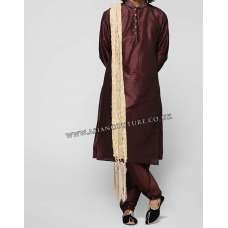 WINE SILK INDIAN FESTIVE WEAR KURTA PYJAMA