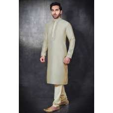 Grey Green Embroidered Men's Readymade Kurta Pajama