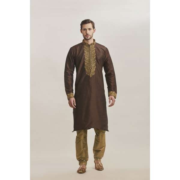 COPPER BROWN MEHNDI STYLE READY MADE MENS KURTA SHALWAR