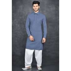FADED DENIM BLUE & WHITE INDIAN MEN'S KURTA SALWAR