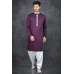 Purple Kurta White Shalwar Mens Party Outfit 
