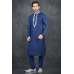 CLASSIC BLUE EMBROIDERED MEN'S KURTA PAJAMA SUIT
