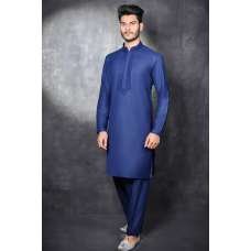 NAVY BLUE READYMADE INDIAN MEN'S KURTA SALWAR