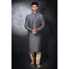 GREY & BEIGE BROCADE STYLISH INDIAN WEDDING KURTA PYJAMA GREY & BEIGE BROCADE STYLISH INDIAN WEDDING KURTA PYJAMA