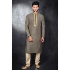 KHAKI & BEIGE KURTA AND PAJAMA READY MADE SUIT