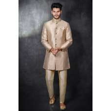 GOLD JACQUARD COAT KURTA AND PANT PYJAMA INDIAN MENS ETHNIC SUIT