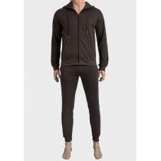 Brown Mens Fleece Lined Designer King Couture 2-Piece Tracksuit