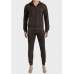 Brown Mens Fleece Lined Designer King Couture 2-Piece Tracksuit