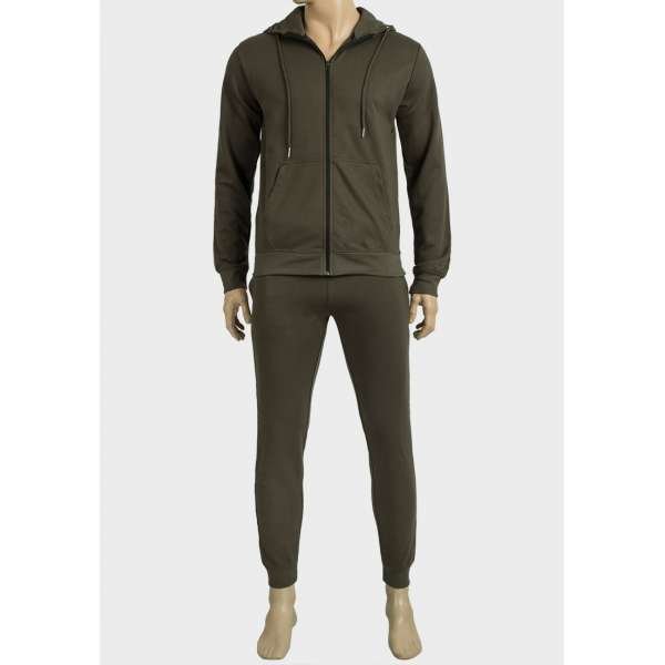 Olive Mens Fleece Lined Designer King Couture 2-Piece Tracksuit