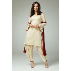 CREAM FEMININE STYLISH READYMADE SALWAR SUIT