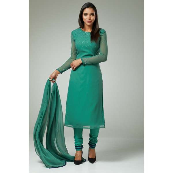 Green Straight Cut Dress Kurti Party Suit