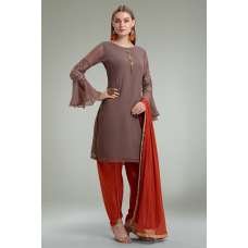 MOUSE RUST CONTRAST READY TO WEAR PARTY WEAR SALWAR KAMEEZ