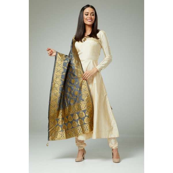 FAWN A LINE INDIAN BANARSI STYLE DUPATTA SALWAR KAMEEZ
