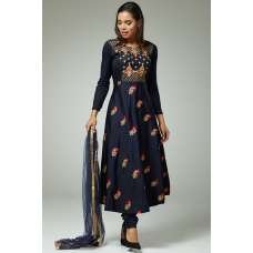 NAVY BLUE REGAL EMBROIDERED CHURIDAR SUIT