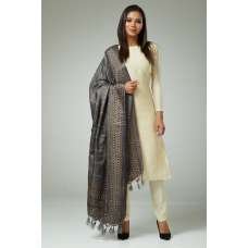 SWEET CORN BEIGE PLAIN SALWAR KAMEEZ WITH CONTRAST DUPATTA 