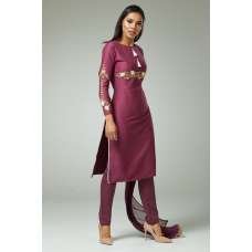 Purple Indian Suit Straight Cut Party Dress