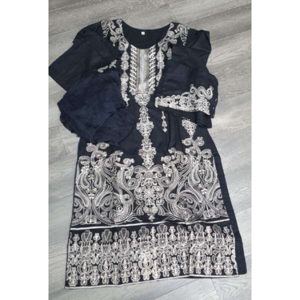 Black Lawn Embroidered Pakistani Salwar Suit