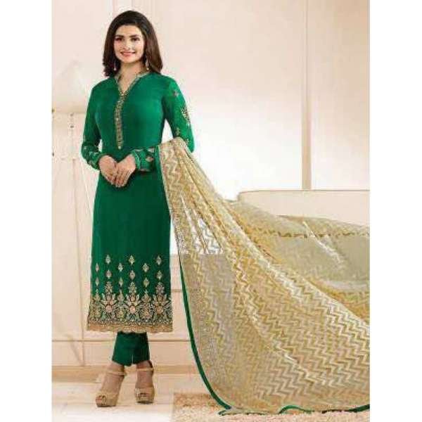 EMERALD GREEN EMBROIDERED PARTY WEAR INDIAN BOLLYWOOD STYLE SALWAR SUIT