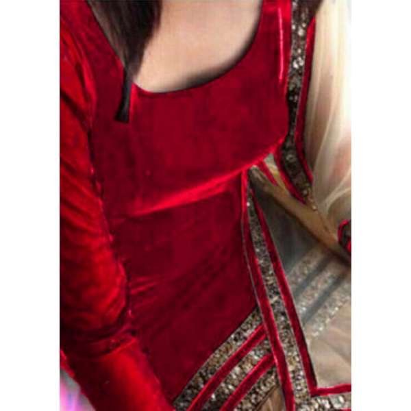 Red Velvet Shalwar Kameez with Sequin Border