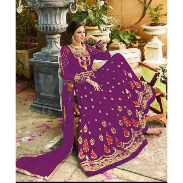 Red and Purple Party Wear Shalwar Anarkali