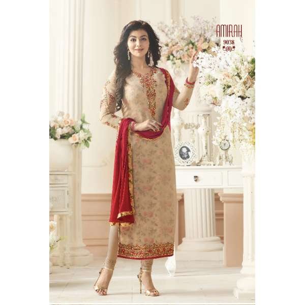 BEIGE AMIRAH INDIAN BOLLYWOOD STYLE CHURIDAAR SUIT