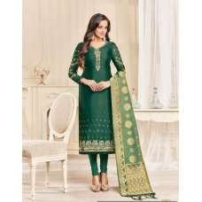 Green Straight Indian Party Wear Churidar Suit Green Straight Indian Party Wear Churidar Suit