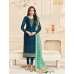 Teal Blue Straight Indian Party Wear Churidar Suit Teal Blue Straight Indian Party Wear Churidar Suit