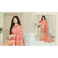 Orange Floral Printed Indian Formal Saree Orange Floral Printed Indian Formal Saree